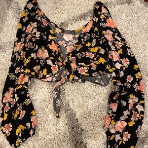 Blue Blush Floral Crop Top